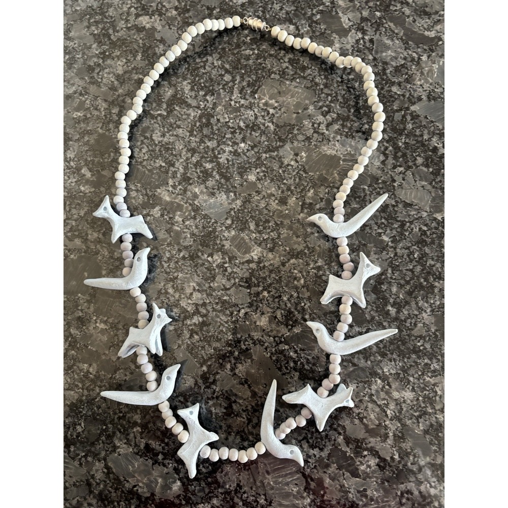 BLUE CLAY Bird & Dog‎ Fetish Beaded Necklace Mexican Native American